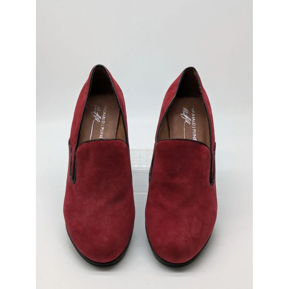 Donald J Pliner Melia Womens 9.5 M Red Suede Wedge Loafers Slip On Heels